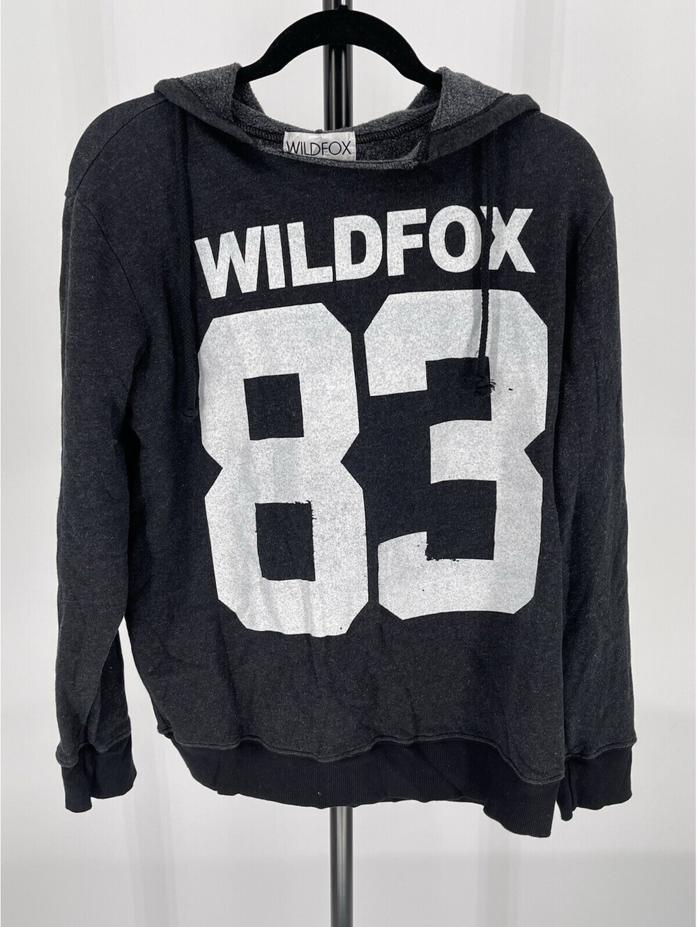 Wildfox Couture 83 Hoodie M Clean Black Oversized Graphic Sweatshirt Made USA